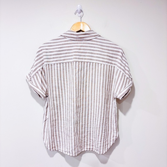 🌼NWOT🌼‎ REITMANS White and beige striped linen shirt - Picture 6 of 6